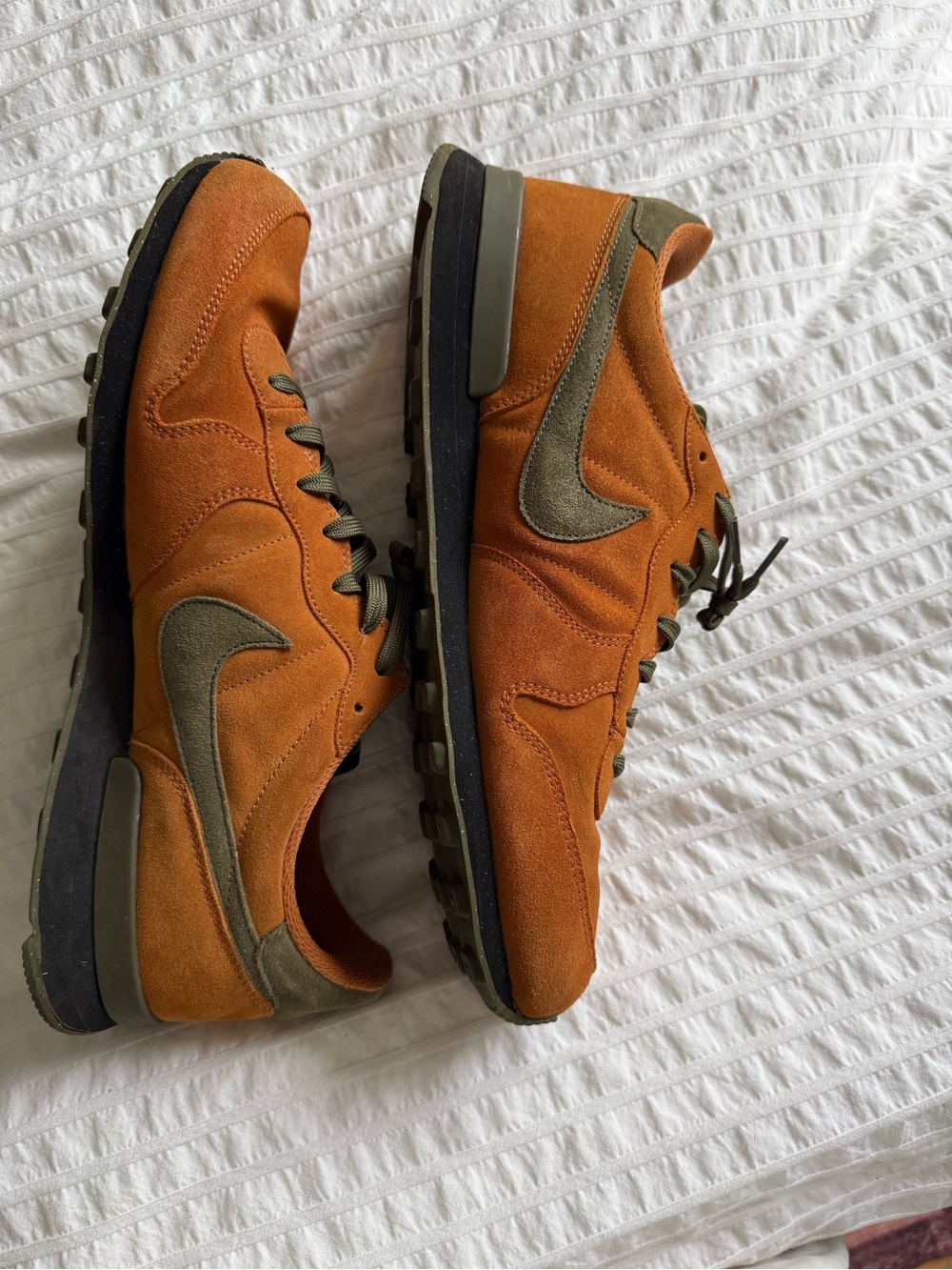 Nike Men’s Brown Suede Sneakers with Olive Swoosh